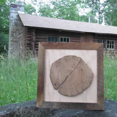 Framed Log Slice - "Main Lodge"