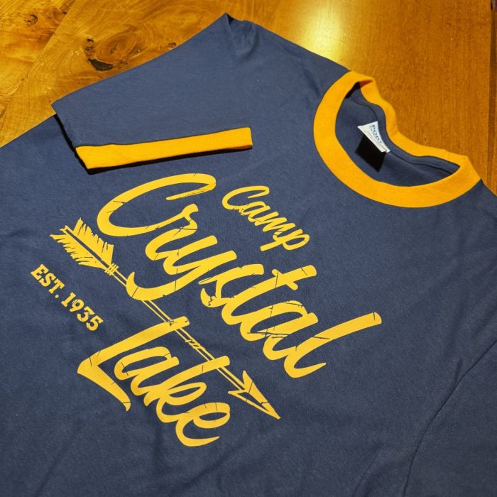 Camp Crystal Lake Navy / Gold Ringer T-Shirt - Image 3