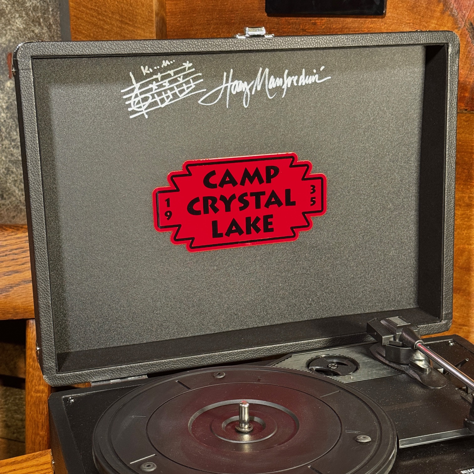 Signed Record Player - Harry Manfredini - Crystal Lake Tours